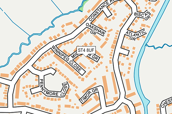ST4 8UF map - OS OpenMap – Local (Ordnance Survey)