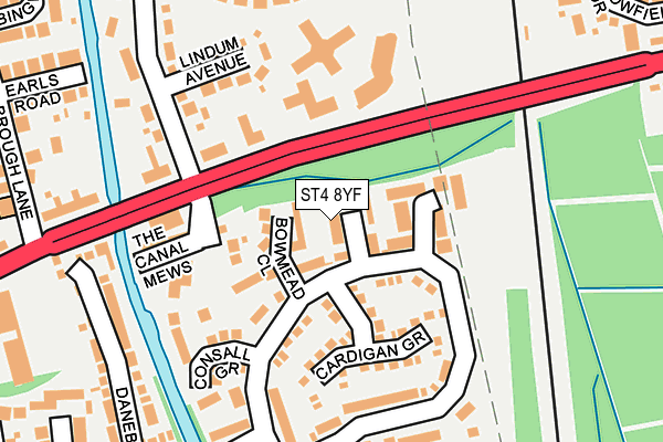 ST4 8YF map - OS OpenMap – Local (Ordnance Survey)