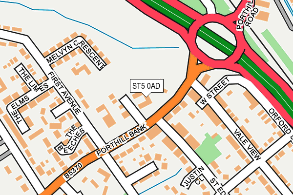ST5 0AD map - OS OpenMap – Local (Ordnance Survey)