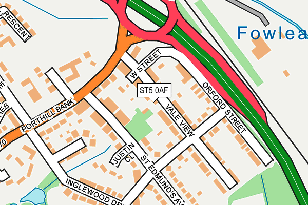 ST5 0AF map - OS OpenMap – Local (Ordnance Survey)