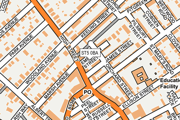ST5 0BA map - OS OpenMap – Local (Ordnance Survey)