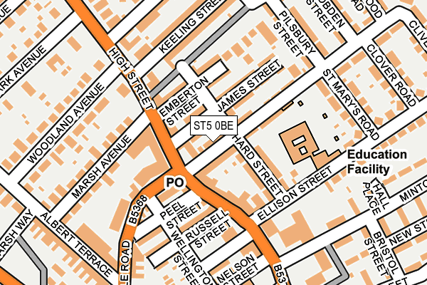 ST5 0BE map - OS OpenMap – Local (Ordnance Survey)