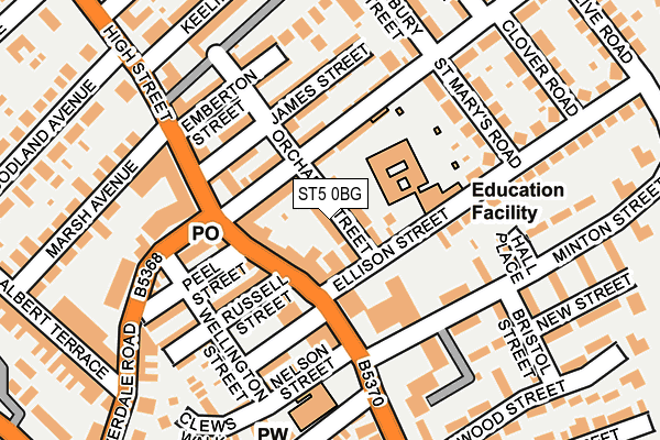 ST5 0BG map - OS OpenMap – Local (Ordnance Survey)
