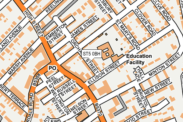ST5 0BH map - OS OpenMap – Local (Ordnance Survey)