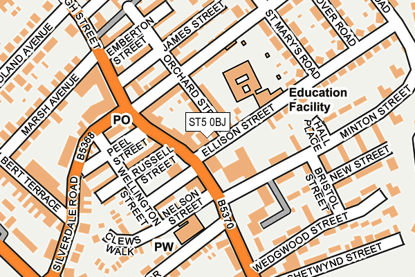 ST5 0BJ map - OS OpenMap – Local (Ordnance Survey)