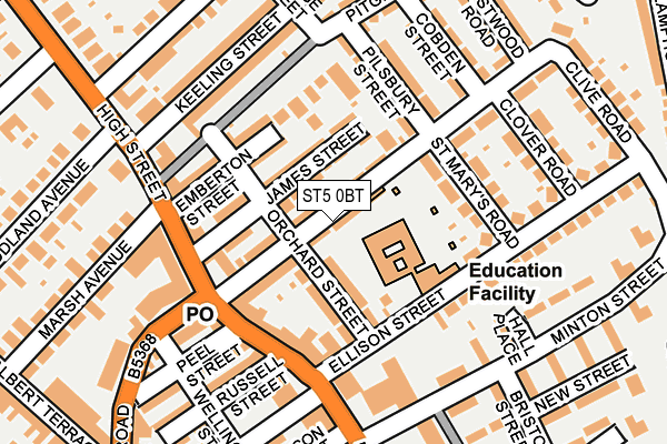ST5 0BT map - OS OpenMap – Local (Ordnance Survey)