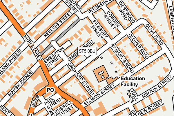 ST5 0BU map - OS OpenMap – Local (Ordnance Survey)