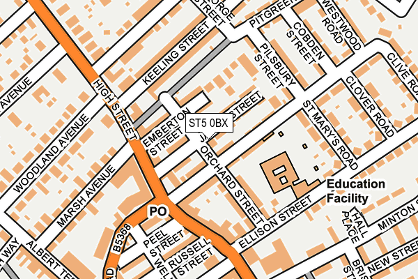 ST5 0BX map - OS OpenMap – Local (Ordnance Survey)