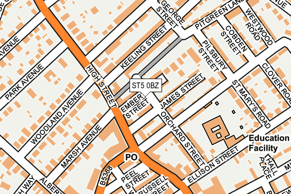 ST5 0BZ map - OS OpenMap – Local (Ordnance Survey)