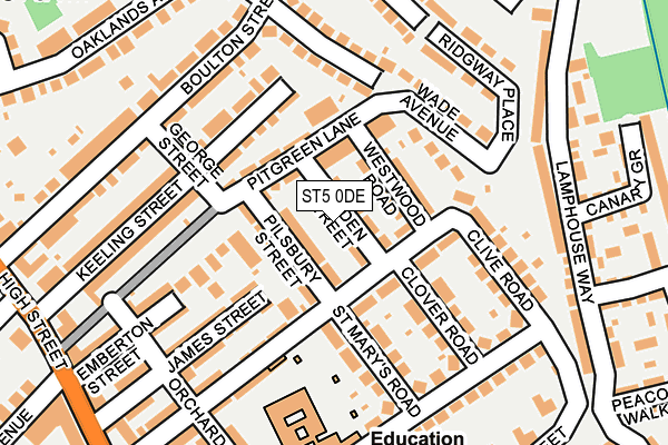 ST5 0DE map - OS OpenMap – Local (Ordnance Survey)