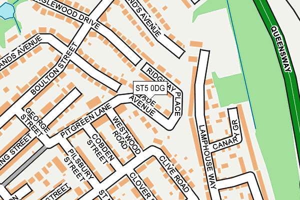 ST5 0DG map - OS OpenMap – Local (Ordnance Survey)