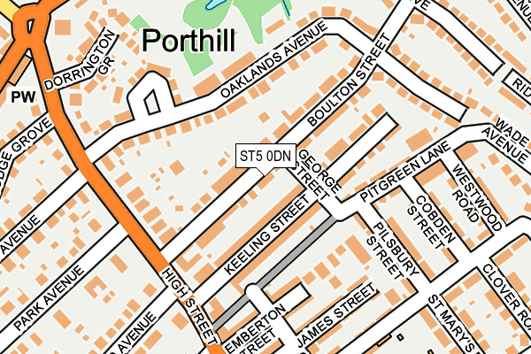 ST5 0DN map - OS OpenMap – Local (Ordnance Survey)