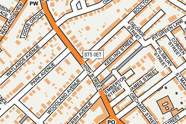 ST5 0ET map - OS OpenMap – Local (Ordnance Survey)