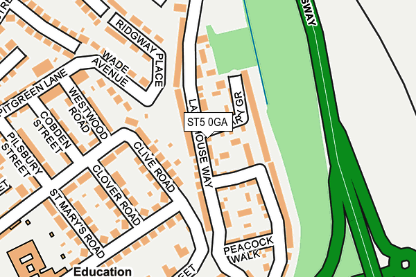 ST5 0GA map - OS OpenMap – Local (Ordnance Survey)