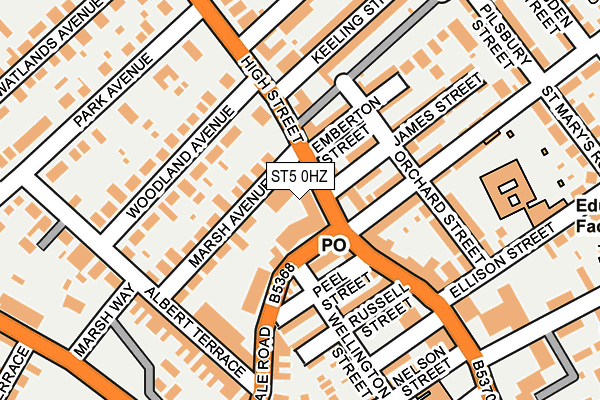 ST5 0HZ map - OS OpenMap – Local (Ordnance Survey)