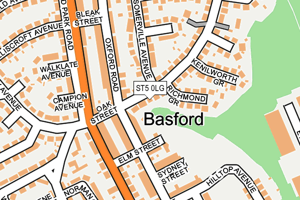 ST5 0LG map - OS OpenMap – Local (Ordnance Survey)