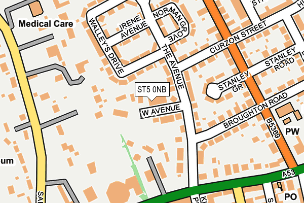 ST5 0NB map - OS OpenMap – Local (Ordnance Survey)
