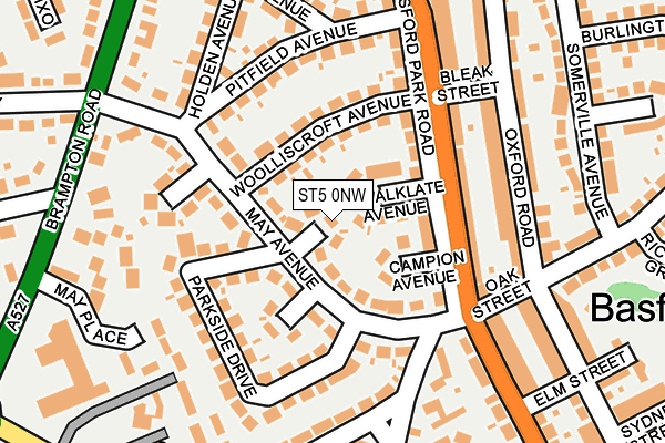 ST5 0NW map - OS OpenMap – Local (Ordnance Survey)