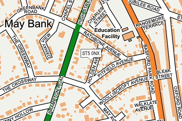 ST5 0NX map - OS OpenMap – Local (Ordnance Survey)