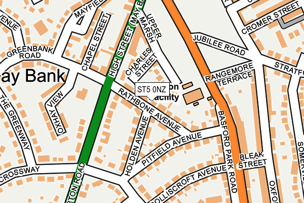 ST5 0NZ map - OS OpenMap – Local (Ordnance Survey)