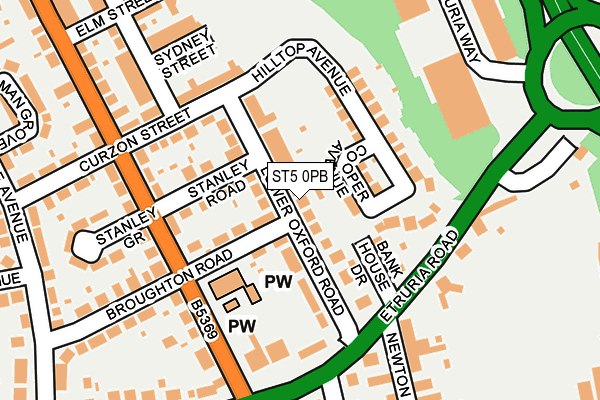 ST5 0PB map - OS OpenMap – Local (Ordnance Survey)