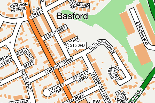 ST5 0PD map - OS OpenMap – Local (Ordnance Survey)