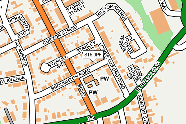 ST5 0PF map - OS OpenMap – Local (Ordnance Survey)