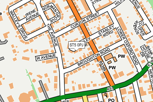 ST5 0PJ map - OS OpenMap – Local (Ordnance Survey)