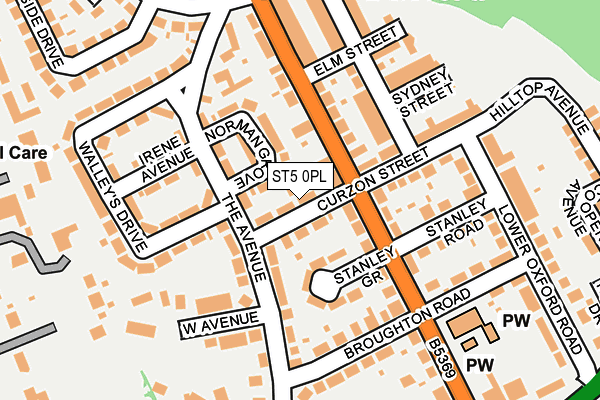 ST5 0PL map - OS OpenMap – Local (Ordnance Survey)