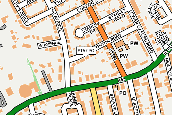 ST5 0PQ map - OS OpenMap – Local (Ordnance Survey)