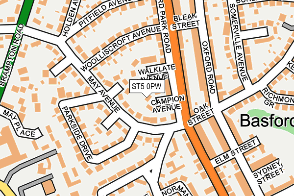 ST5 0PW map - OS OpenMap – Local (Ordnance Survey)