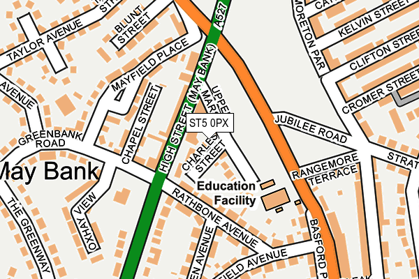 ST5 0PX map - OS OpenMap – Local (Ordnance Survey)