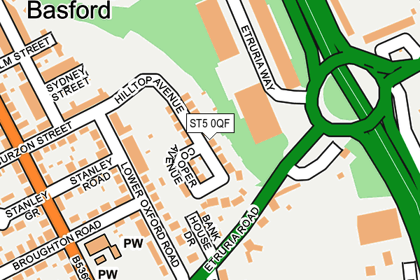 ST5 0QF map - OS OpenMap – Local (Ordnance Survey)