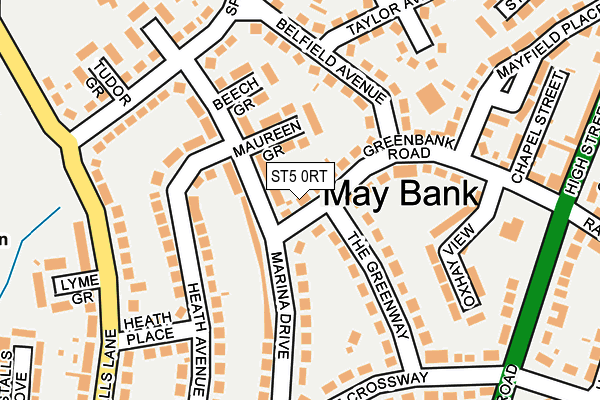 ST5 0RT map - OS OpenMap – Local (Ordnance Survey)