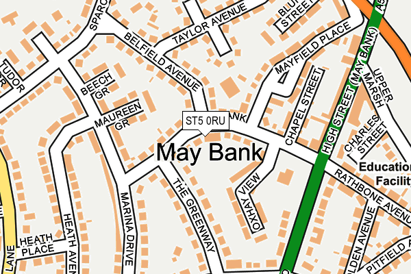 ST5 0RU map - OS OpenMap – Local (Ordnance Survey)