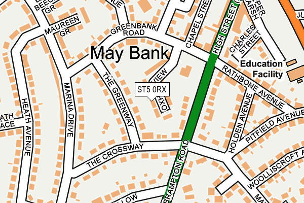ST5 0RX map - OS OpenMap – Local (Ordnance Survey)