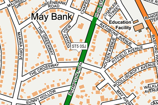 ST5 0SJ map - OS OpenMap – Local (Ordnance Survey)