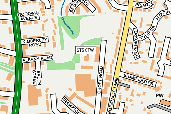 ST5 0TW map - OS OpenMap – Local (Ordnance Survey)