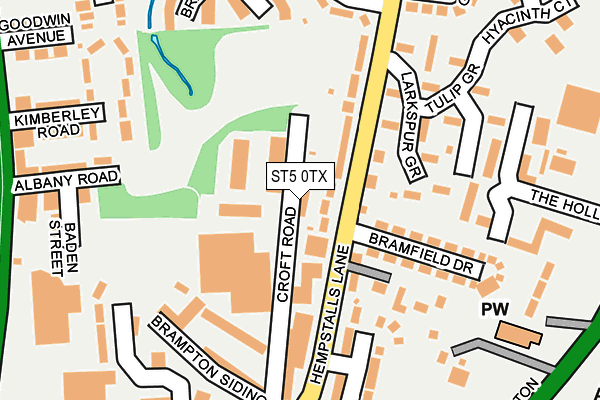 ST5 0TX map - OS OpenMap – Local (Ordnance Survey)
