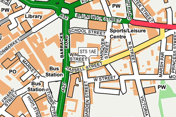 ST5 1AE map - OS OpenMap – Local (Ordnance Survey)