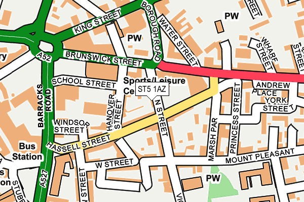 ST5 1AZ map - OS OpenMap – Local (Ordnance Survey)