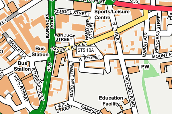 ST5 1BA map - OS OpenMap – Local (Ordnance Survey)