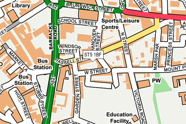 ST5 1BF map - OS OpenMap – Local (Ordnance Survey)