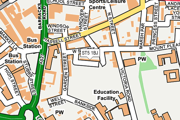 ST5 1BJ map - OS OpenMap – Local (Ordnance Survey)