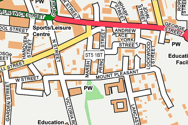 ST5 1BT map - OS OpenMap – Local (Ordnance Survey)