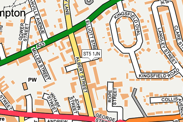 ST5 1JN map - OS OpenMap – Local (Ordnance Survey)