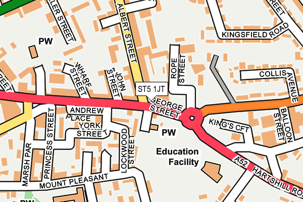 ST5 1JT map - OS OpenMap – Local (Ordnance Survey)