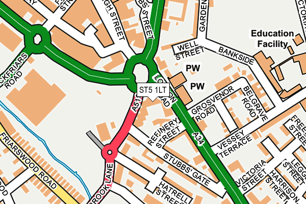 ST5 1LT map - OS OpenMap – Local (Ordnance Survey)
