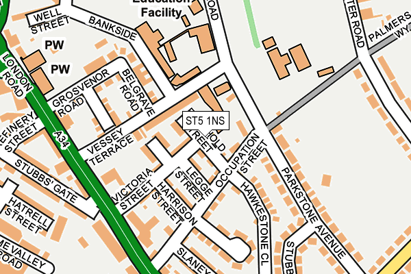ST5 1NS map - OS OpenMap – Local (Ordnance Survey)
