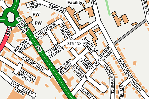 ST5 1NX map - OS OpenMap – Local (Ordnance Survey)
